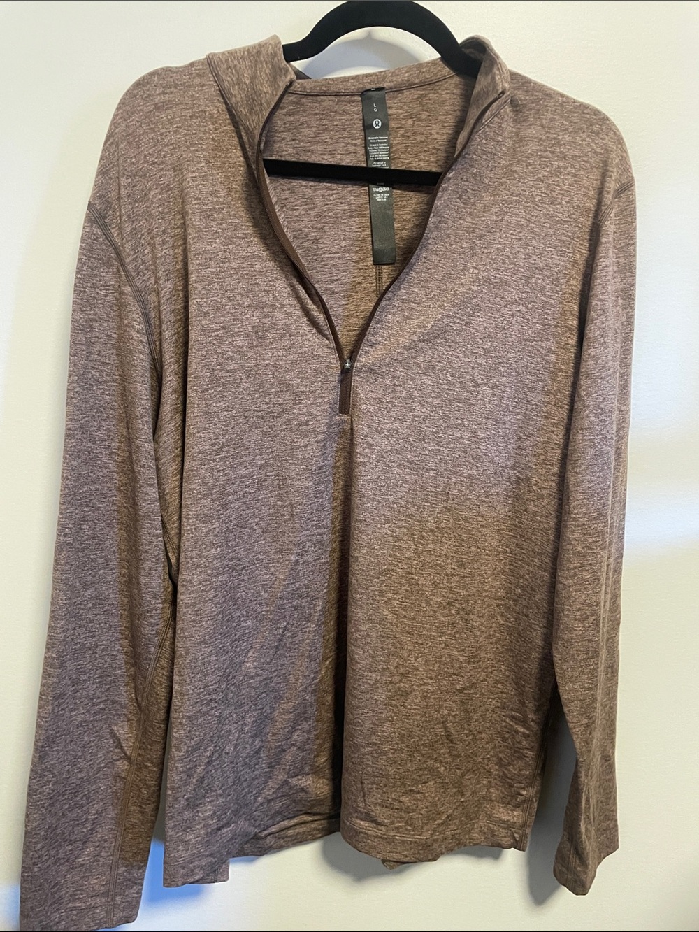 lululemon athletica Men's Long Sleeve Quarter-Zip Shirt - Heather Brown